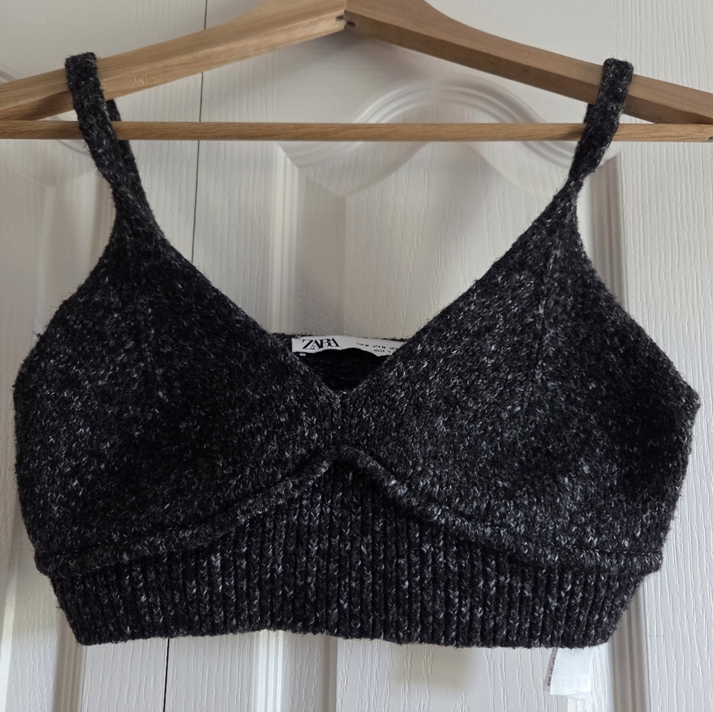 Zara Charcoal Knit Crop Top